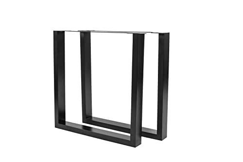 SAM Tischgestell in U-Form, 70 x 73 cm, 2er Set, Eisen schwarz lackiert, Kufengestell für Esstische & Schreibtische, Tischkufen für DIY-Projekte, Industrial-Design, Verstellbarer Bodenschutz