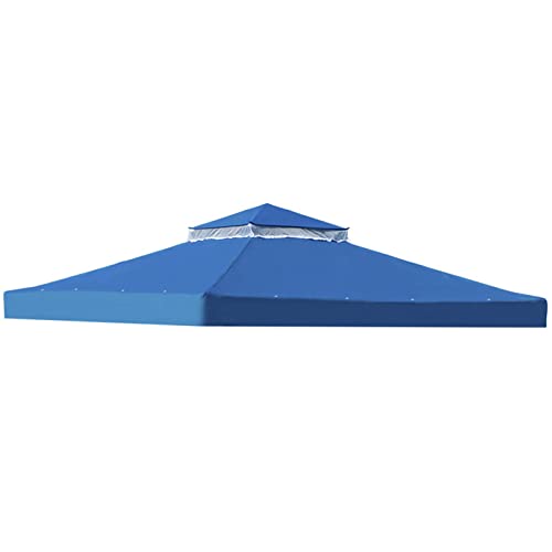 10x10FT Double Tier Garden Gazebo Canopy Top Cover with Air Vent Waterproof Pavilion Cover for Outdoor Grill Shelter Blue