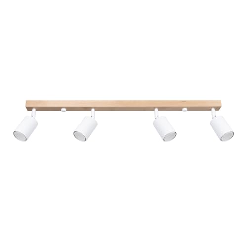 Sollux Verdo Faretto da Soffitto Moderno Barra Legno 4x GU10 bianco