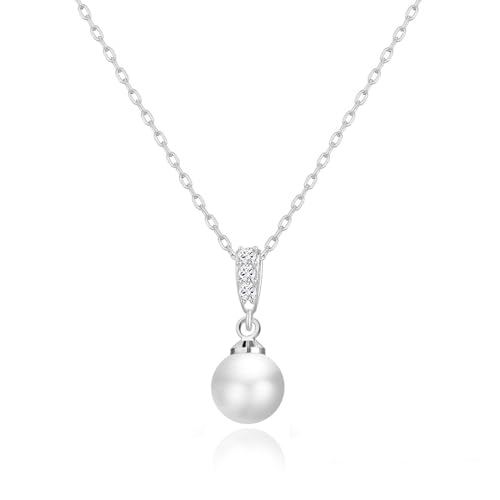 Philip Jones Silver Plated Pearl Drop Necklace Created with Zircondia® Crystals