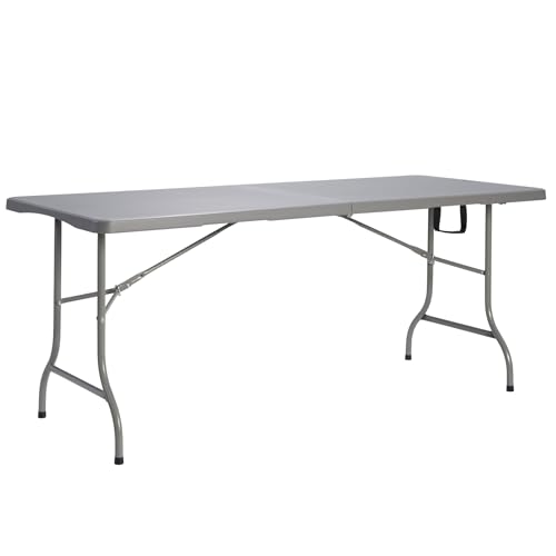 Solycarpa Mesa Plegable Tipo Maleta 180x70 cm de Exterior y Jardín | Mesa Portátil de PVC para Catering, Camping y Eventos | Mesa Auxiliar Abatible Fácil de Transportar para Comedor y Terraza
