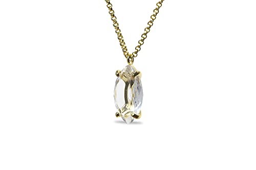 Collier de Quartz Clair et pendentif or 14k, le cadeau de naissance idéal - 3