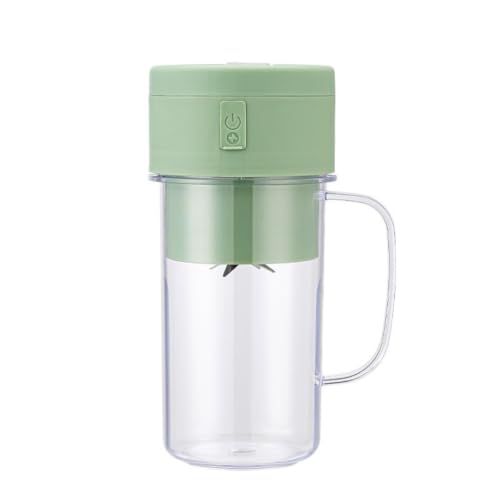 Mini Liquidificador Portátil 420ml Recarregável com 6 Lâminas, Tampa e Canudo (Verde)