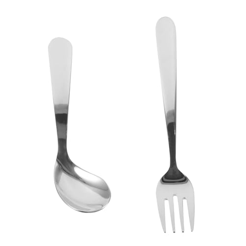 WEKADRIN エルボースプーン 高齢者用補助器具 斜めスプーン金属 軽量快適なデザイン 使いやすい食器 自助食器 高齢者向け 1set