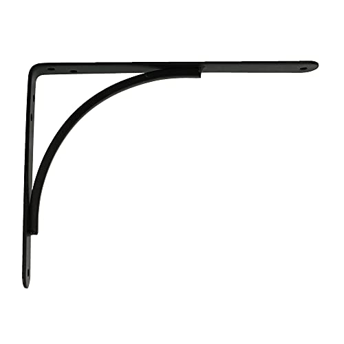 Amig - Palomilla para estanterías de pared - Escuadra metálica para baldas - Ángulo para estantes - Soporte estantería - Acero - Color Negro - Medida: 250x200 mm - Peso máx. recomendado: 65 Kg