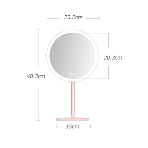 Espejo cosmético verde de escritorio con luz LED recargable 3