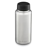 Klean Kanteen Wide Mouth Single Wall Stainless Steel Water Bottle (w/Wide Loop Cap) - 40oz - Brushed Stainless