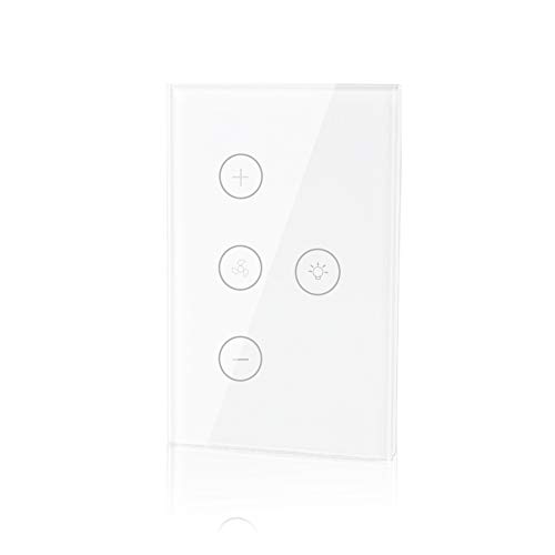 MOES WiFi Smart Ceiling Fan Light Wall Switch,Smart Life/Tuya APP Remote Timer and Counterdown Various Speed Control, Compatible with Alexa and Google Home, No Hub Required