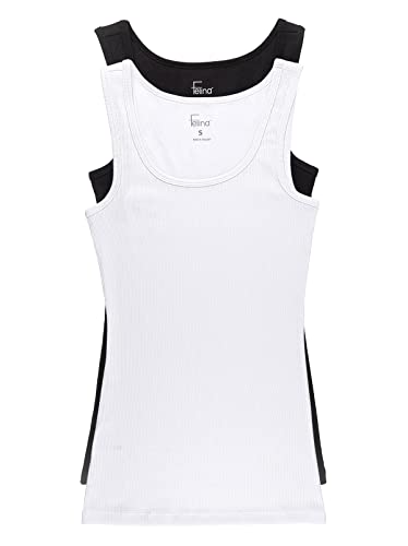 Débardeur en coton côtelé Felina lot de 2 noir et blanc taille S