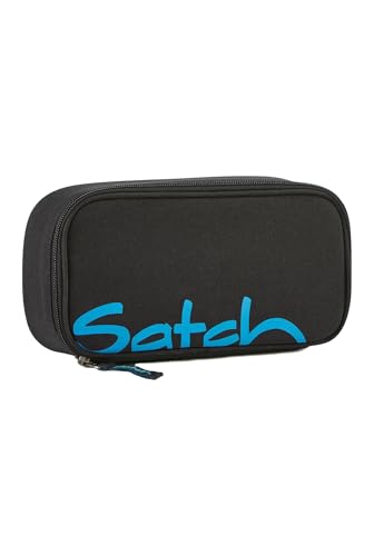 Satch Schlamperbox extra groß inkl. Trennfach Reißverschlussfach Stiftehalter Geodreieck Sichtfenster für Stundenplan Black Bounce - Schwarz