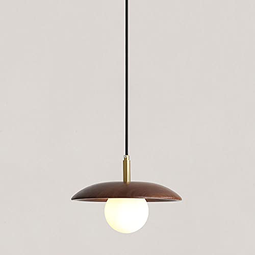 Lustre en cuivre et noyer NAMFHZW avec abat-jour en verre chic pour villa