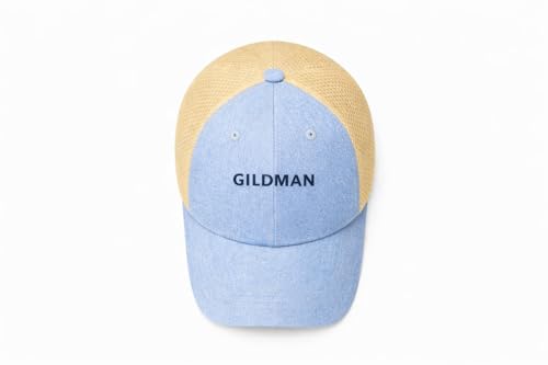 Image of Gildman Luxury Mesh Baseball Cap for Men & Women | Sky Blue Fabric with Sand Mesh Back | Premium Embroidery | Adjustable Summer Street Cap