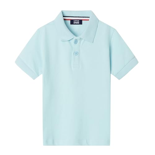 LittleSpring Kids School Uniform Pique Polo Shirts Short Sleeve