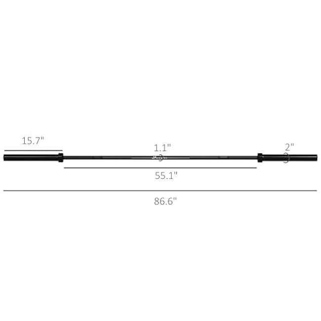 Soozier 7.2ft Barbell Bar, 2 Inch Weight Bar, 44 lbs with Rotating Sleeves and Non-Slip Knurling Grip, 1500lbs Weight Capacity for Weightlifting & Strength Training