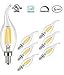 Led Candelabra Bulb, GOODIA E12 Base 4W Dimmable COB LED Filament Flame Tip Vintage Candle Light Bulb For Home,Kitchen,Dining Room,Bedroom,Living Room,40W Incandescent Replacement,6 Pack