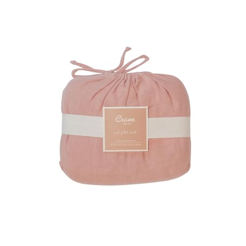 Crane Baby Fitted Sheet, Soft Cotton Fitted Sheet for Cribs and Nurseries, Beige Copper, 28”w x 52”h x 9”d