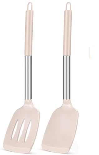 Opiniones de Espátulas, paletas y cucharas de cocina más recomendados. 42 U Chef Set de 2 Espátulas de Cocina de Silicona Ranuradas Antiadherentes y Resistentes al calor, Sin BPA, Utensilios de cocina para Cocinar Hornear y Mezclar (Beige)