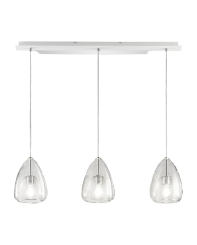 Plafonnier à barre droite Fabas Luce Britton en verre transparent avec douilles E27