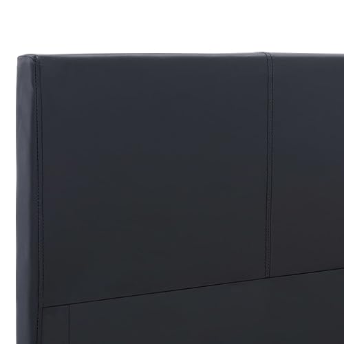 vidaXL Polsterbett mit Rückenlehne Bett Kunstlederbett Doppelbett Bettgestell Lattenrost Bettrahmen Schlafzimmerbett Schwarz 180x200cm