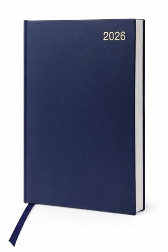Top Sale 2026 A4 Appointment Diary Day Per Page Navy Blue Hardcover Daily Planner with Full Weekend Pages Ribbon Marker and Spacious Writing Space for Work and Home