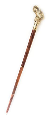 Handmade Walking Stick Brass Handle Wooden Cane 36" Rosewood Stylish Derby Gift Idea Grand Father Mother In Law Grandpa Grandma Gifts (Goat Polish) #TOP1