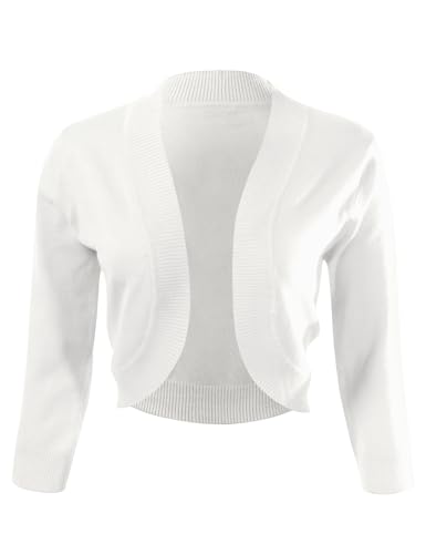 Image of Allsense Women's 3 /4 Sleeve Bolero Shrug for Dresses | Open Front Cropped Cardigan, Lightweight Knit Dress Cover Up