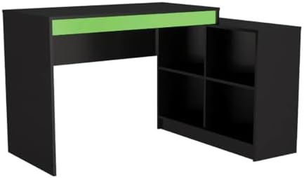 Mesa Escrivaninha Gamer com 4 Nichos B24 - Preto/Verde