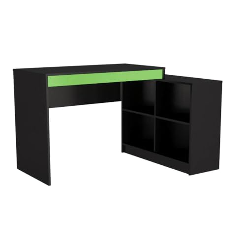 Mesa Escrivaninha Gamer com 4 Nichos B24 - Preto/Verde