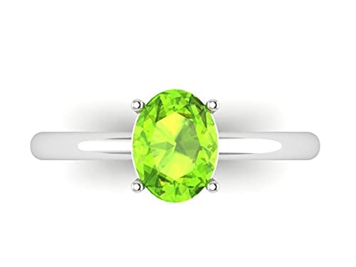 Natural 925 Sterling Silver Peridot Ring Oval Cut, Stacking Ring, Peridot Wedding Ring, Promise Faceted Bridal Ring, August Birthstone Silver Ring By Silver Jewellery #TOP6