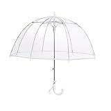 Clear Bubble Umbrella, Transparent Dome Canopy, See Through for Safety, Windproof, Auto Open, Easy-Grip Handle, Lightweight Umbrella for Rain/Sun (Clear)