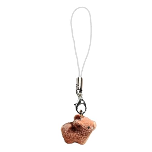 Lovely Flocking Animal Piggy Keychain in Multiple Colors White Black Brown Gray White Brown Blue for Keys or Bag Decors Animal C