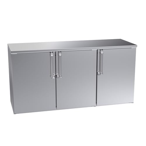 FSE BD72 Back Bar Dry Storage Cabinet, 72" W x 24" D Three-Section Non-Refrigerated Unit, (3) Solid Hinged Locking Doors, (2) Adjustable Epoxy-Coated Wire Shelves and Floor Rack per Door