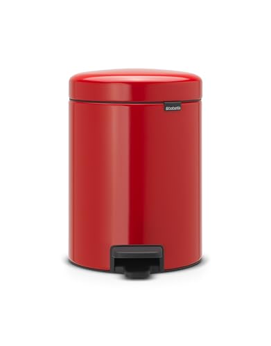 Brabantia Bin newIcon Cubo de Basura con Pedal, Acero Inoxidable, Rojo pasión, 5 l