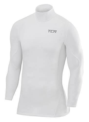 TCA SuperThermal Maglia Termica Collo Alto per Uomo a Compressione con Maniche Lunghe - Bianco, M Uomo