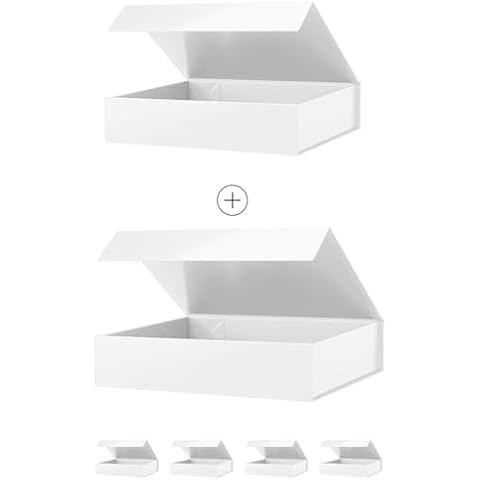 JINGUAN Gift Boxes White 11x7.8x2.3 Inches, Gift Boxes with Magnetic Closure, Shirt Gift Boxes, Gift Boxes with Lids for Presents, Magnetic Gift Boxes for Wrapping Gifts Cover
