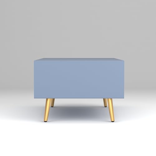 Image of ONIJA Modern Coffee Table for Living Room | HDMR Premium Wood Center Table with Storage Shelf | Matte Finish Coffee Table | Wooden Tea Table with Sturdy Legs (Slate Blue)