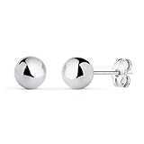 Pendientes en Oro Blanco de 18k con bola lisa de 6mm.