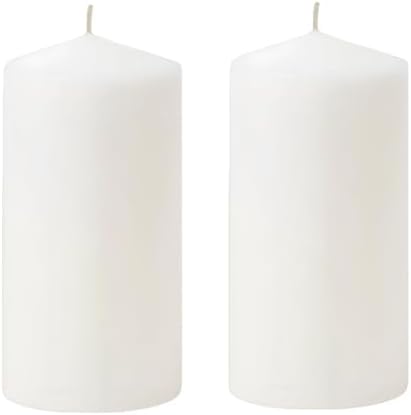 White Pillar Candle Set - 2 Unscented Decorative,Parties, Large C...
