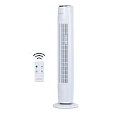 LIVIVO 32" Tower Fan with Remote - Slim Silent Fan with Timer and Powerful Bladeless Fan for Bedroom, Living Room and Office - 3 Speed Setting, 70 Degree Oscillation Function - White
