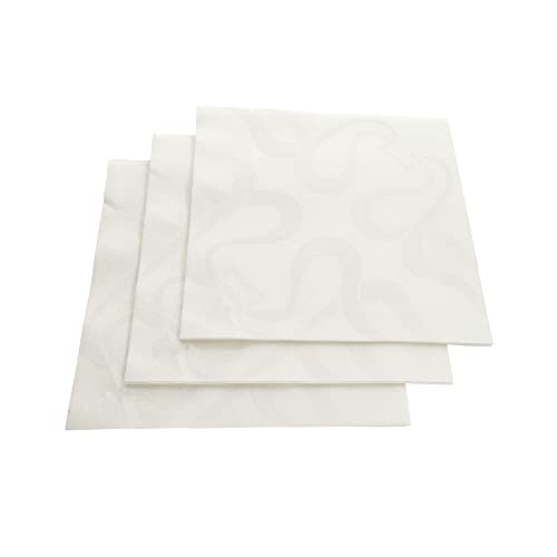 Restaurantware Luxenap 15.75 Inch Disposable Napkins 25 Soft Linen Like Napkins - Absorbent Air Laid White With Vintage Pattern Paper Cloth Like Napkins Pre-Folded For Dinner Party Guests