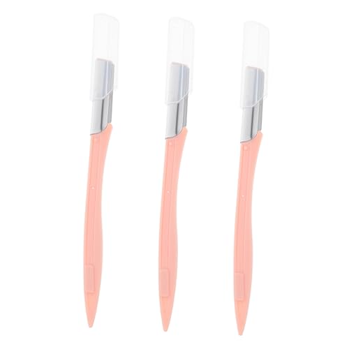HONMEET Stainless Steel Eyebrow Razor Set Pieces Pp Handle Pink Eyebrow Trimmer for Women Brow Shaver Kit