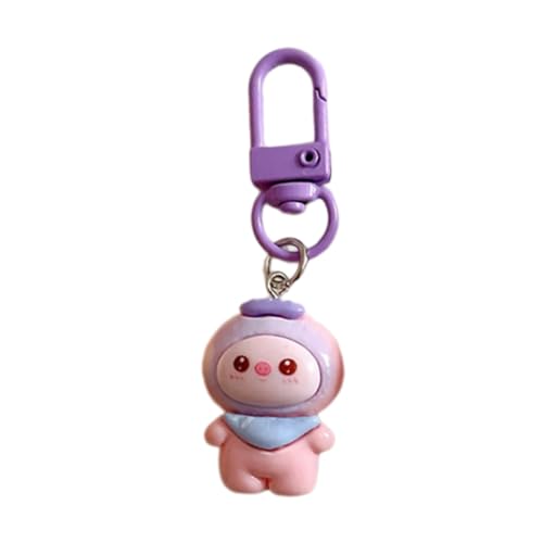 KASFDBMO Llaveros de moda coloridos de dibujos animados para bebé, llavero hecho a mano, accesorio elegante para llaves y carteras, Morado (