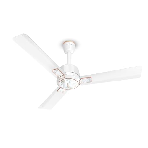 Havells Eva 1200mm Ceiling Fan for Home & Office with Aerodynamically Designed Blades, Energy Efficient & Power Saving for Superior Airflow | 2 Years Manufacturer Warranty | Pearl White Marble