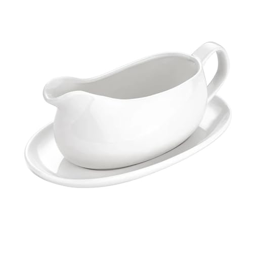 salsiera Salsiera Salsiera con piattino Salsiera in Ceramica Salsiera in Porcellana con Vassoio for Salsiera Cucina Domestica - Bianco caraffa separatore di sugo