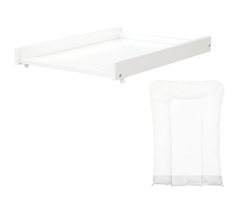 AT4 - Plan à langer avec matelas ESSENTIEL Blanc | Pour lit bébé 60x120cm | Installation sécurisée | Léger | Maniable | Pratique | Gain de place