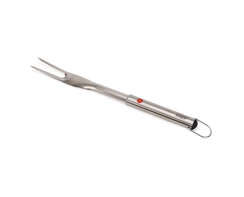 Joseph Joseph GrillOut Stainless Steel BBQ Fork, Sharp Prongs, Retractable for Compact Storage, Easy-clean