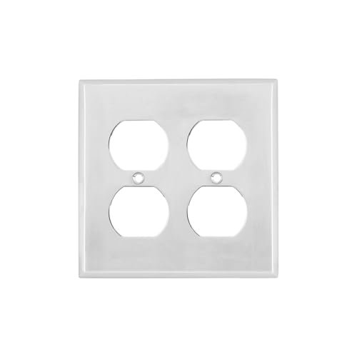 Nostalgic Warehouse New York Switch Plate with Double Outlet in Bright Chrome