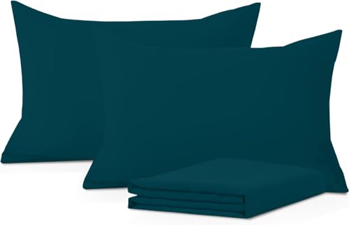 Image of Comfort Beddings Pack of 2 Travel Pillowcases 12x16 Premium 100% Cotton Blend Teal Travel Pillow Case Envelope Closure, Super Soft and Cozy Travel Pillow Covers (Size-12x16, Teal)