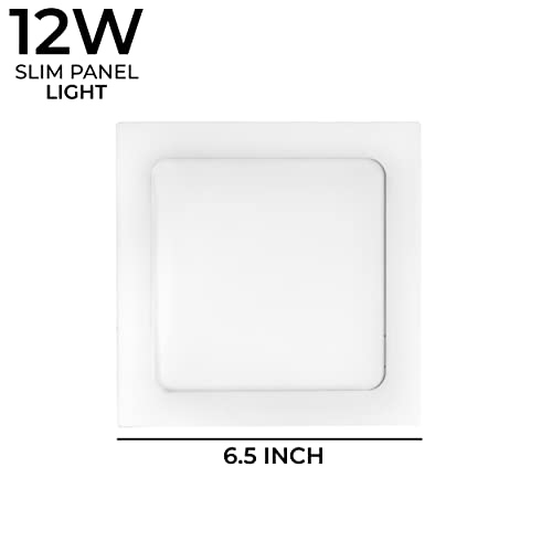 Image of Gesto 12W Square 6.5 Inch Ultra Slim LED Recessed False Ceiling Light for POP Coolday White-Pack of 4