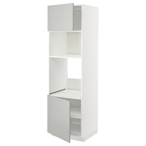 METOD Hi cb f horno/micro w 2 drs/estantes, blanco/Havstorp gris claro, 60 x 60 x 200 cm